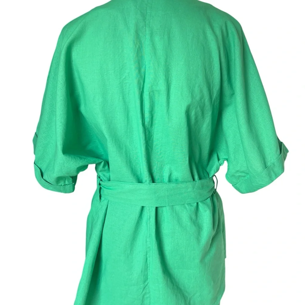 Commense Green Wide Leg Pants with Tie Waist - Picture 4 of 16